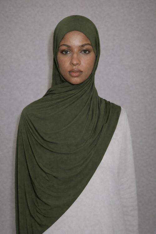 Liquid Jersey Hijab - OLIVE